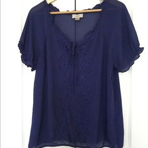 Ann Taylor Loft peasant top with embroidery
